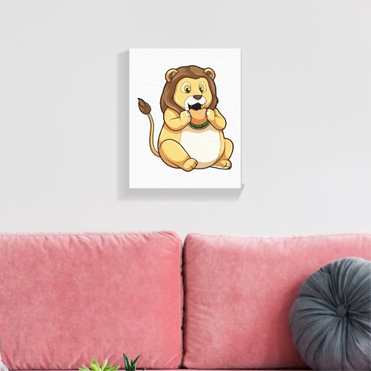 Toile Lion avec hamburger (Insitu(Salon))