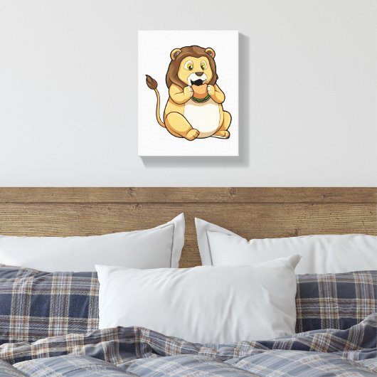 Toile Lion avec hamburger (Insitu(Chambre))