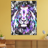 Toile Lion colorée Imprimer | Impression Big Lion (Insitu(Salon))