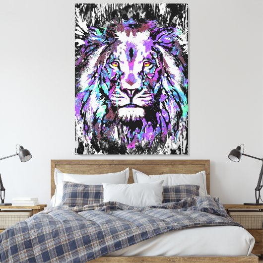 Toile Lion colorée Imprimer | Impression Big Lion (Insitu(Chambre))