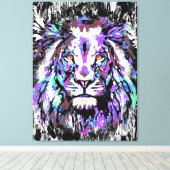 Toile Lion colorée Imprimer | Impression Big Lion (Insitu (Plancher de Bois))