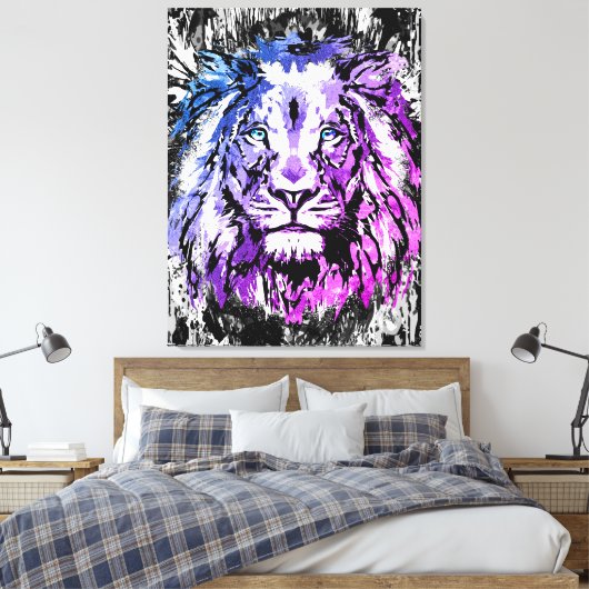 Toile Lion colorée Imprimer | Impression Big Lion  (Insitu(Chambre))