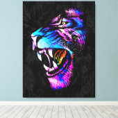 Toile Lion colorée Imprimer | Impression Big Lion (Insitu (Plancher de Bois))