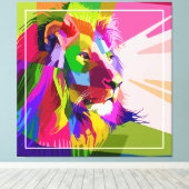 Toile Lion Colorful Prismatic Pop Art Design-62501 (Insitu (Plancher de Bois))