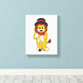 Toile Lion comme Gentleman avec Casquette (Insitu (Plancher de Bois))