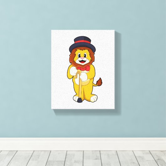 Toile Lion comme Gentleman avec Casquette (Insitu (Plancher de Bois))