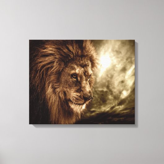 Toile Lion contre ciel orageux (Recto)