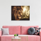 Toile Lion contre ciel orageux (Insitu(Salon))