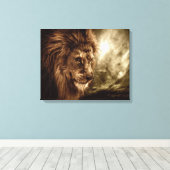 Toile Lion contre ciel orageux (Insitu (Plancher de Bois))