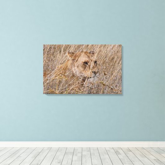 Toile Lion dans l'herbe (Insitu (Plancher de Bois))