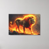 Toile Lion de flammes brûlant volcan feu imaginaire art (Recto)