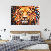 Toile Lion de peinture à éclaboussure colorée (Insitu(Chambre))