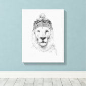Toile Lion d'hiver (bw) (Insitu (Plancher de Bois))