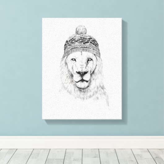 Toile Lion d'hiver (bw) (Insitu (Plancher de Bois))