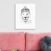 Toile Lion d'hiver (bw) (Insitu(Salon))