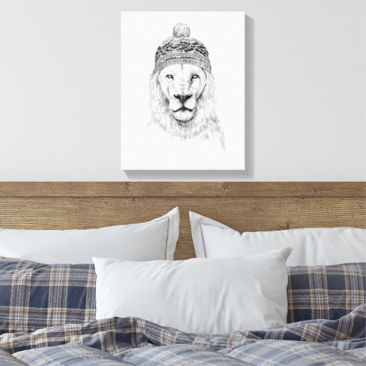 Toile Lion d'hiver (bw) (Insitu(Chambre))
