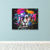 Toile Lion Éclaboussé de Couleurs (Insitu (Plancher de Bois))