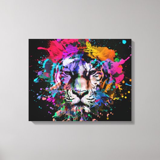 Toile Lion Éclaboussé de Couleurs (Recto)