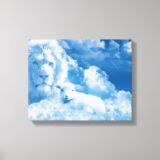 Toile Lion et agneau dans les nuages (Recto)