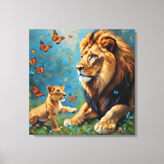 Toile Lion Et Cub (Recto)