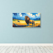 Toile Lion et Wolf - Van Gogh Style Art (Insitu (Plancher de Bois))