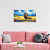 Toile Lion et Wolf - Van Gogh Style Art (Insitu(Salon))