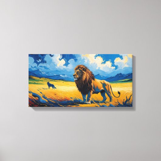 Toile Lion et Wolf - Van Gogh Style Art (Recto)