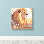 Toile Lion King | Aquarelle de l'animal Lion Homme (Insitu (Plancher de Bois))
