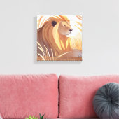 Toile Lion King | Aquarelle de l'animal Lion Homme (Insitu(Salon))