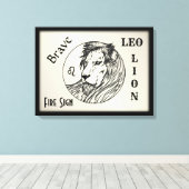 Toile Lion Le zodiaque encadré (Insitu (Plancher de Bois))