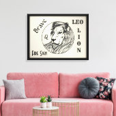 Toile Lion Le zodiaque encadré (Insitu(Salon))