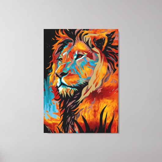 Toile Lion majestueux protégeant les forêts (Recto)