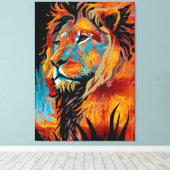 Toile Lion majestueux protégeant les forêts (Insitu (Plancher de Bois))