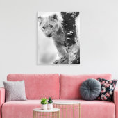 Toile Lion noir et blanc (Insitu(Salon))