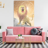 Toile Lion Orange Crayon Fin (Insitu(Salon))