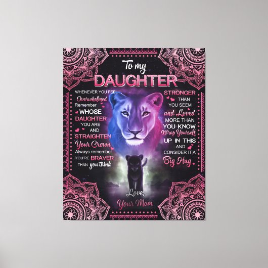 Toile Lion Personnalisé À Ma Fille De Ta Mère (Recto)