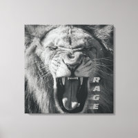 Lion Rage noir et blanc Rocher
