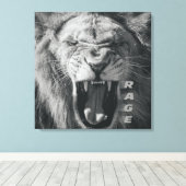 Toile Lion Rage noir et blanc Rocher (Insitu (Plancher de Bois))