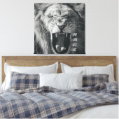 Toile Lion Rage noir et blanc Rocher (Insitu(Chambre))