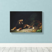 Toile Lion Snapping à un papillon (Insitu (Plancher de Bois))