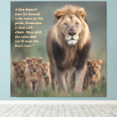 Toile Lion Wall Art - Force, Protection & Cour de famill (Insitu (Plancher de Bois))