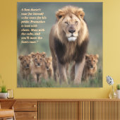 Toile Lion Wall Art - Force, Protection & Cour de famill (Insitu(Salon))