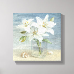 Toile Lis blancs et coquilles