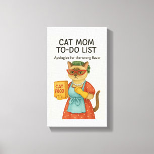 Toile Liste de tâches de maman de chat dicton drôle pour