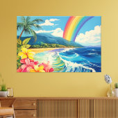 Toile Lithographie de style vintage Art Tropical XL (Insitu(Salon))