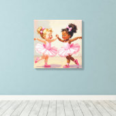 Toile Little Ballerinas Dancing Cute Illustration (Insitu (Plancher de Bois))
