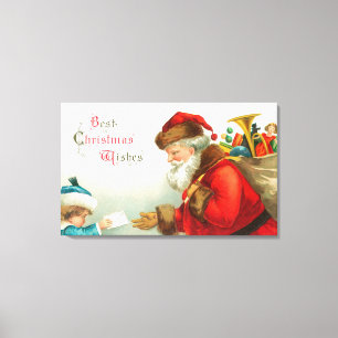 Toile Little Boy donnant à Père Noël une lettre