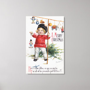 Toile Little Boy montrant ses cadeaux