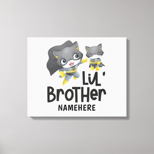 Toile Little Brother Superhero Chat Nom personnalisé (Recto)