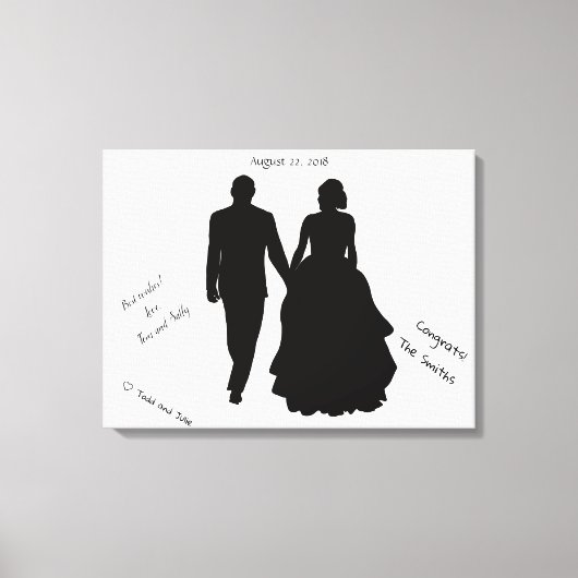 Toile Livre d'invité mariage Couple Silhouette Canvas (Recto)